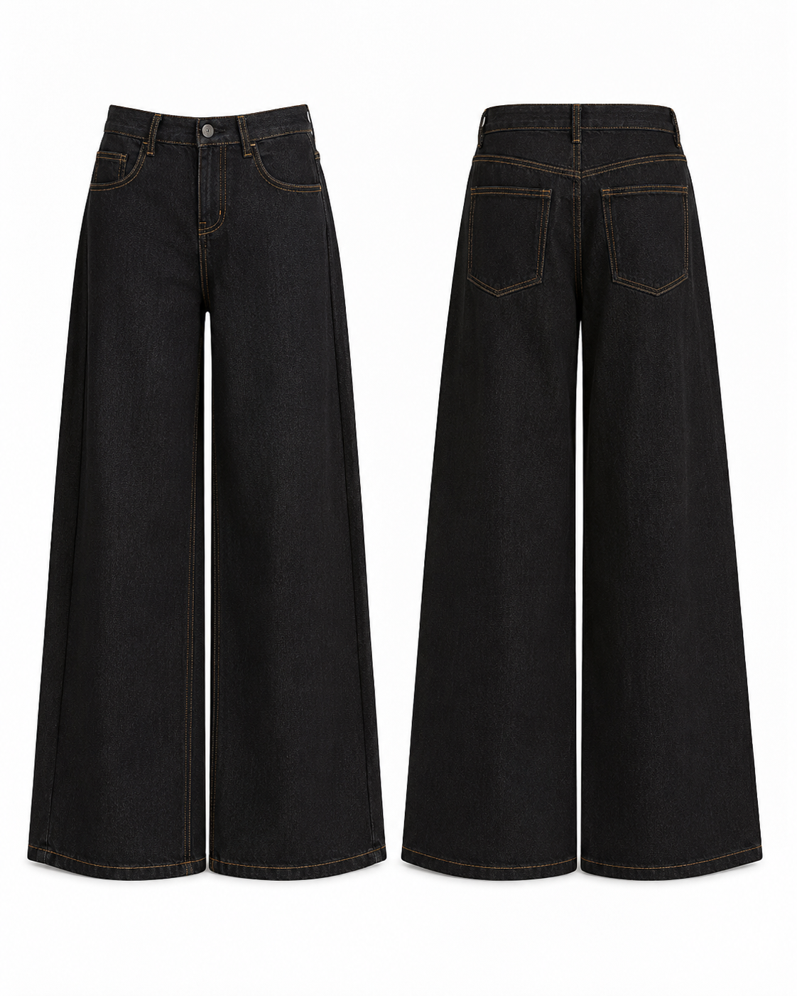 Black Low-Rise Scissor-Cut Jeans product front and back - Shop To Heaven