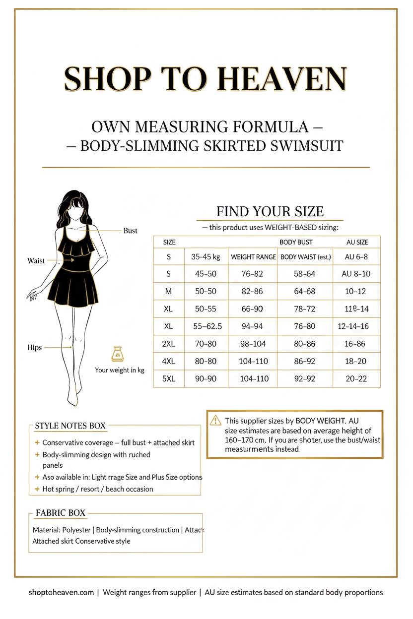 Body-Slimming Skirted Swimsuit Size Guide