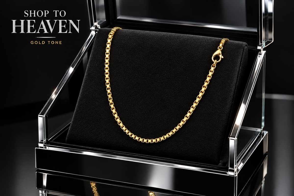 Box Chain Necklace Gold Tone