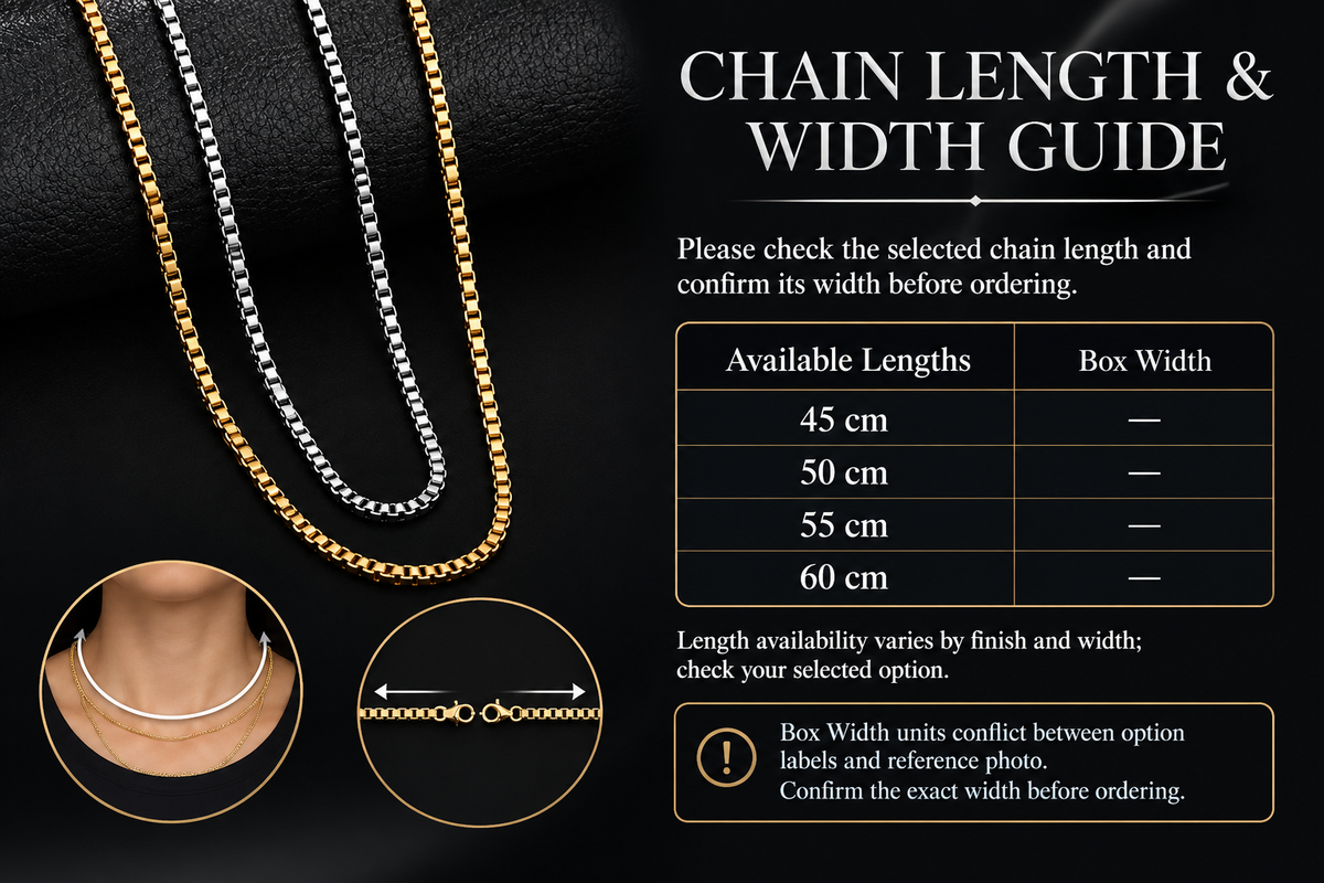 Box Chain Necklace Size Guide