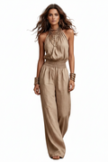 Sleeveless Halter Wide-Leg Jumpsuit