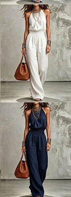 Sleeveless Halter Wide-Leg Jumpsuit