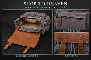 Canvas Backpack Opening and Details