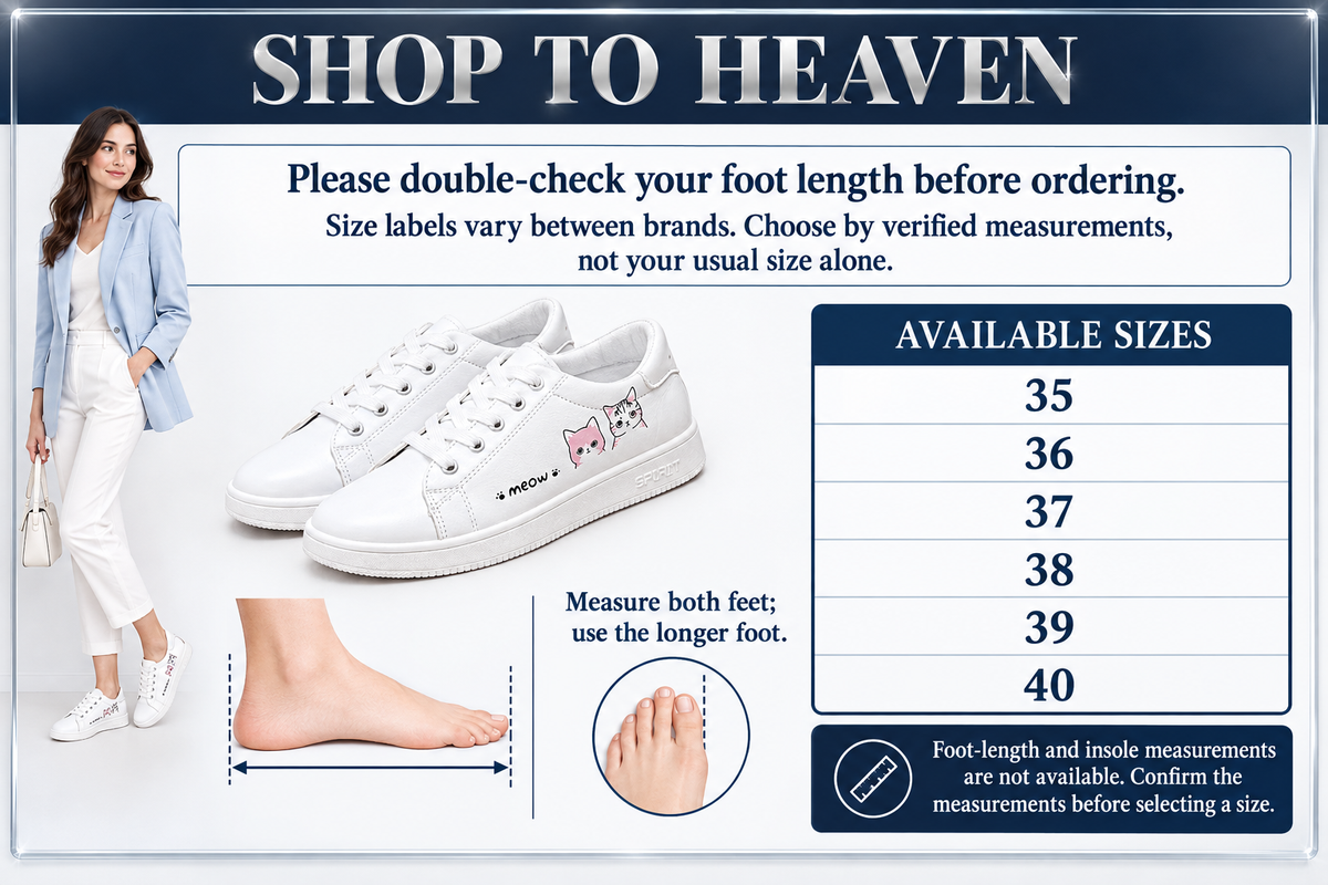 Cat-Print Sneakers Updated Size Guide