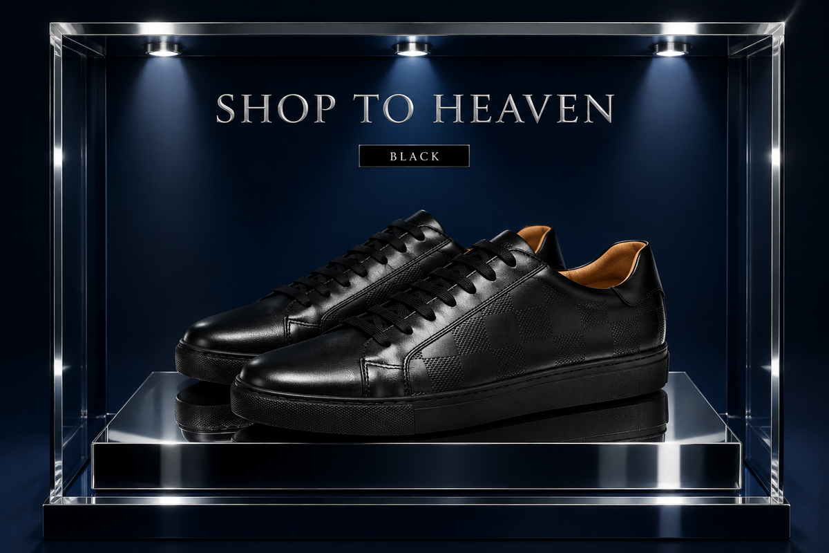 Checker-Texture Sneakers Black