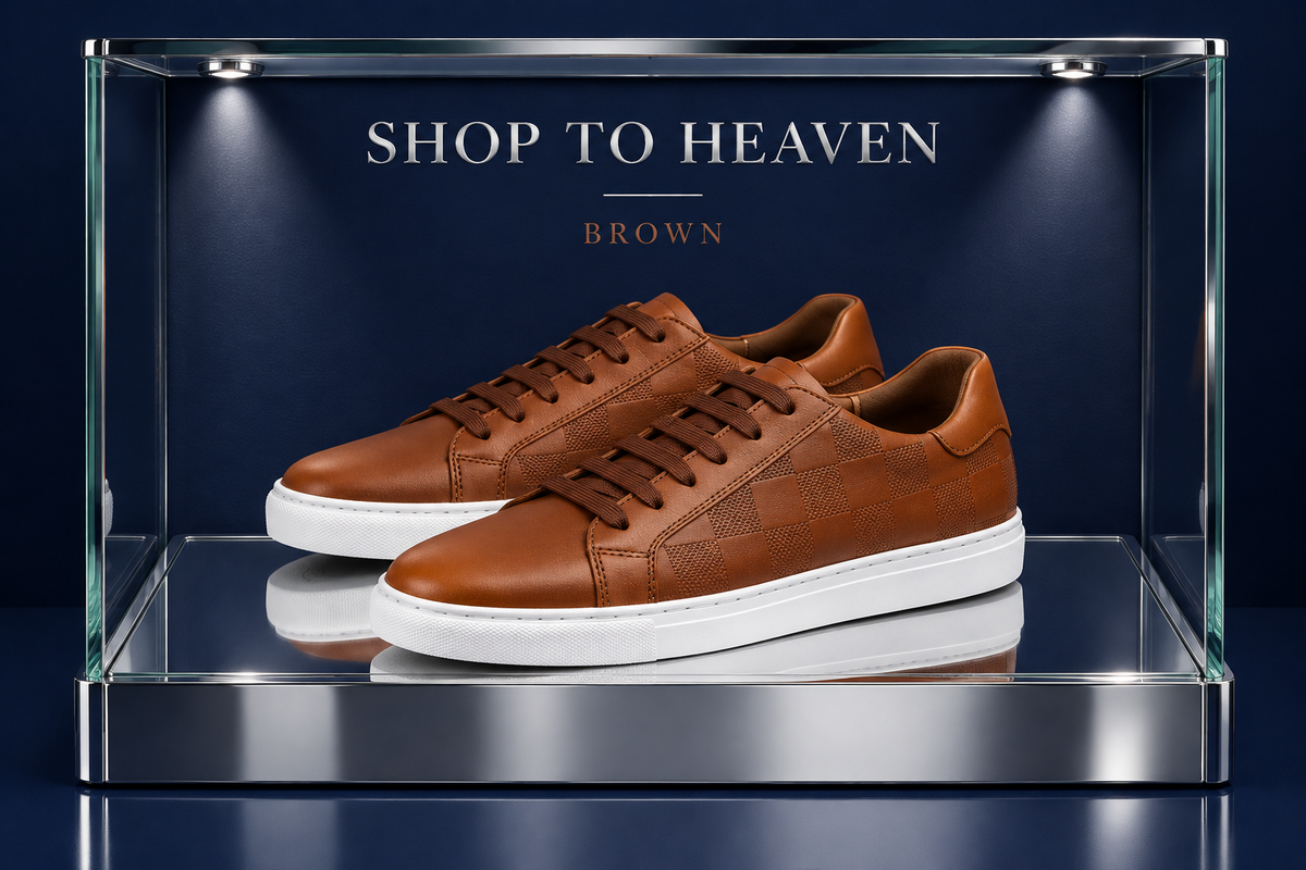Checker-Texture Sneakers Brown