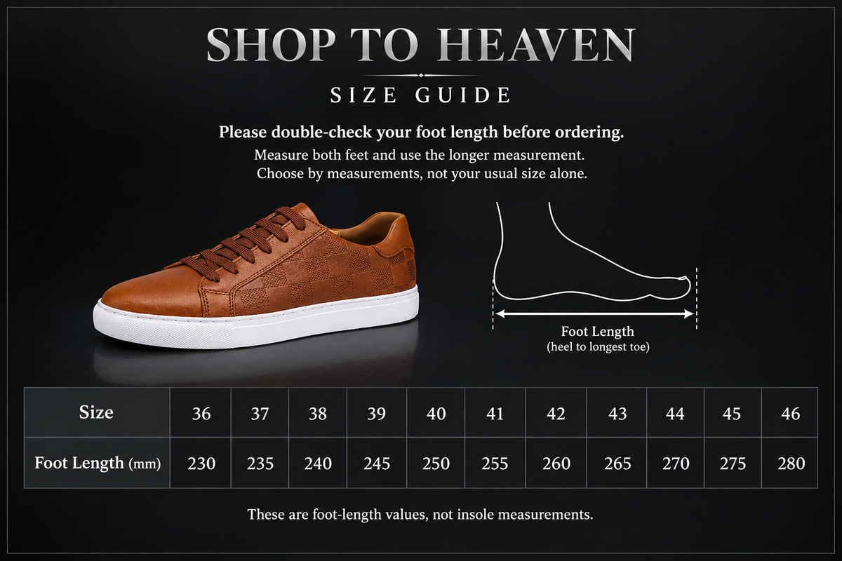 Checker-Texture Sneakers Size Guide