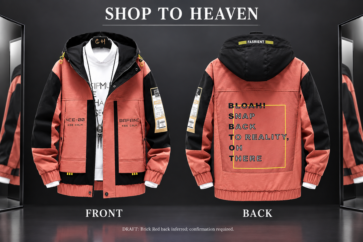 Colour-Block Jacket Brick Red Frame Draft