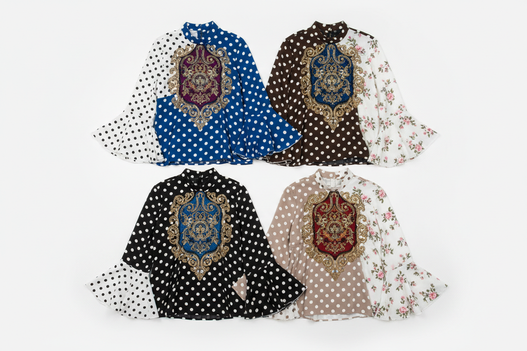 Colour Grid – Polka Dot Baroque Blouse