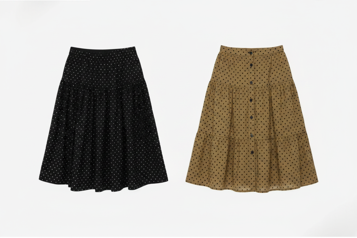 Colour Grid – Polka Dot Midi Skirt