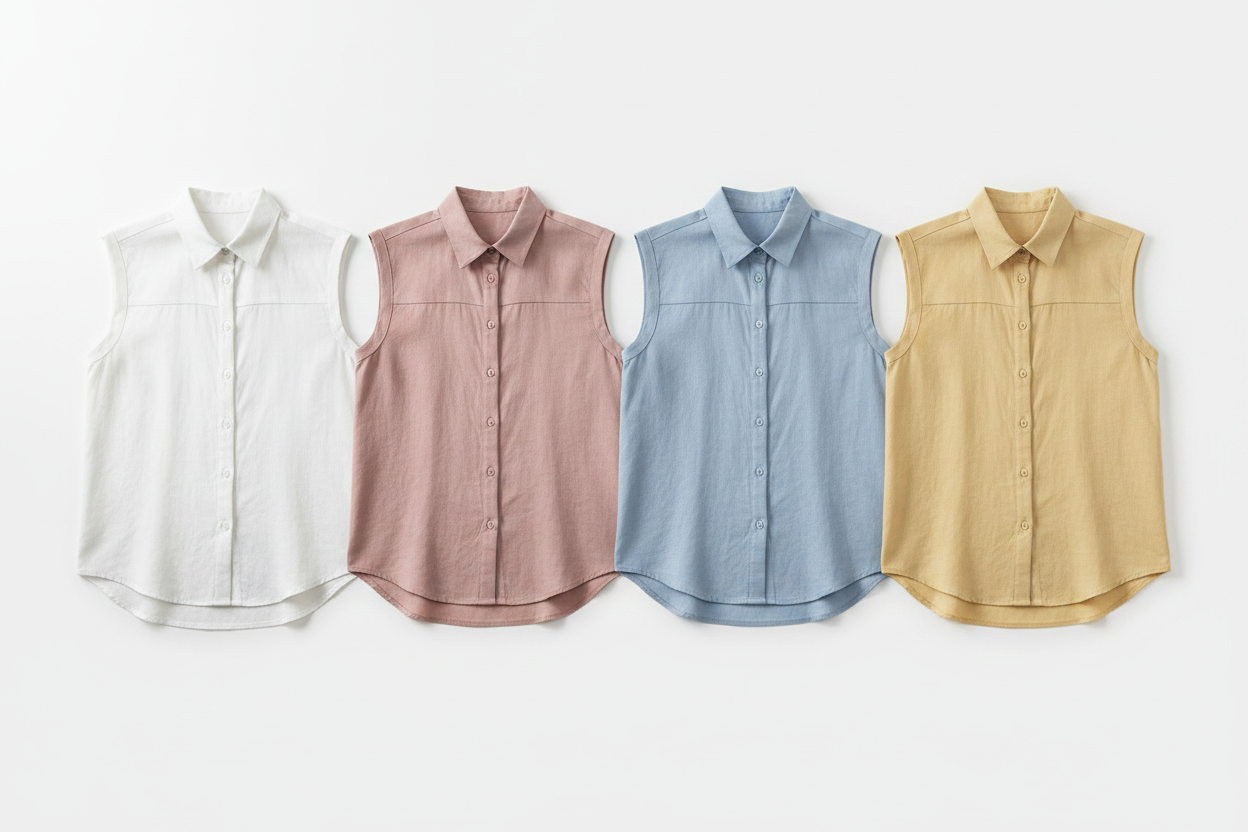 Colour Grid – Sleeveless Linen Shirt