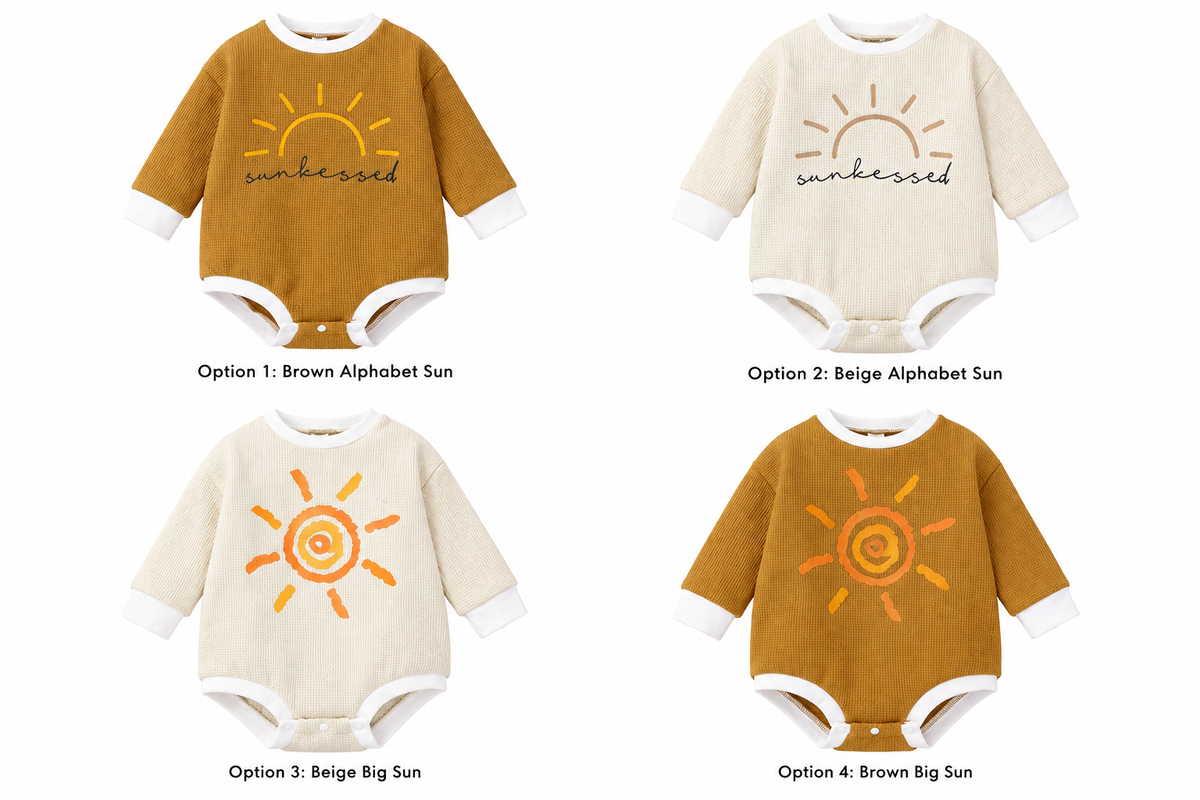 Colour Grid — Sun-Print Waffle Baby Romper