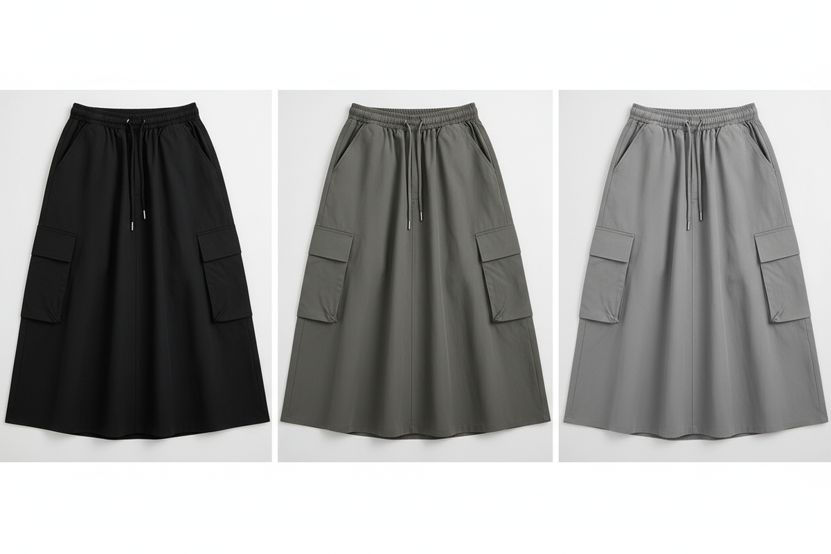 Colour Grid – Utility Cargo Midi Skirt