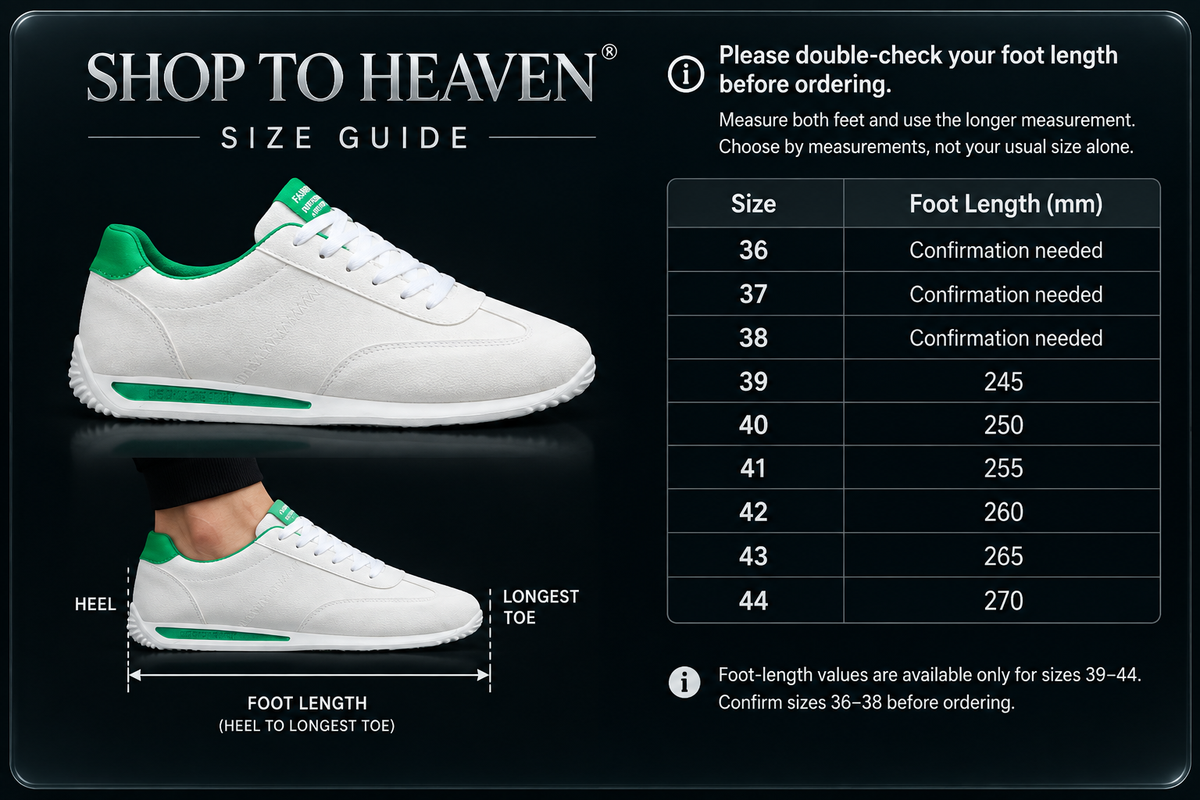 Contrast-Heel Sneakers Size Guide