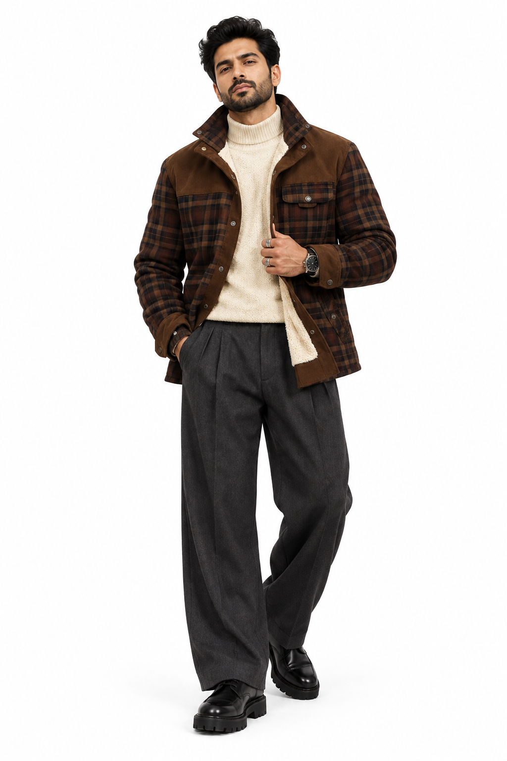 Cotton Plaid Jacket Coffee Cover