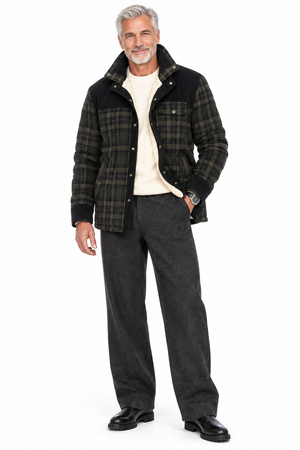 Cotton Plaid Jacket Deep Army Cover