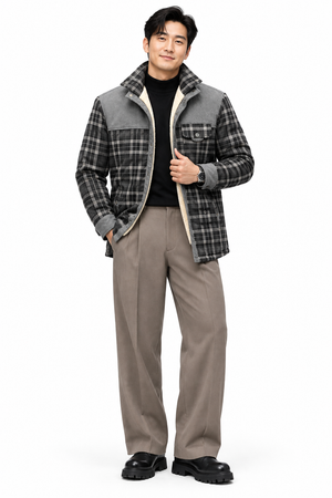 Cotton Plaid Jacket Grey Cover