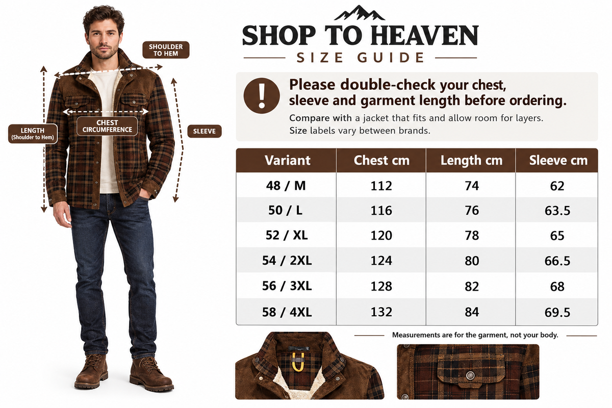 Cotton Plaid Jacket Size Guide