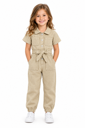 Cotton Utility Jumpsuit Beige Cover