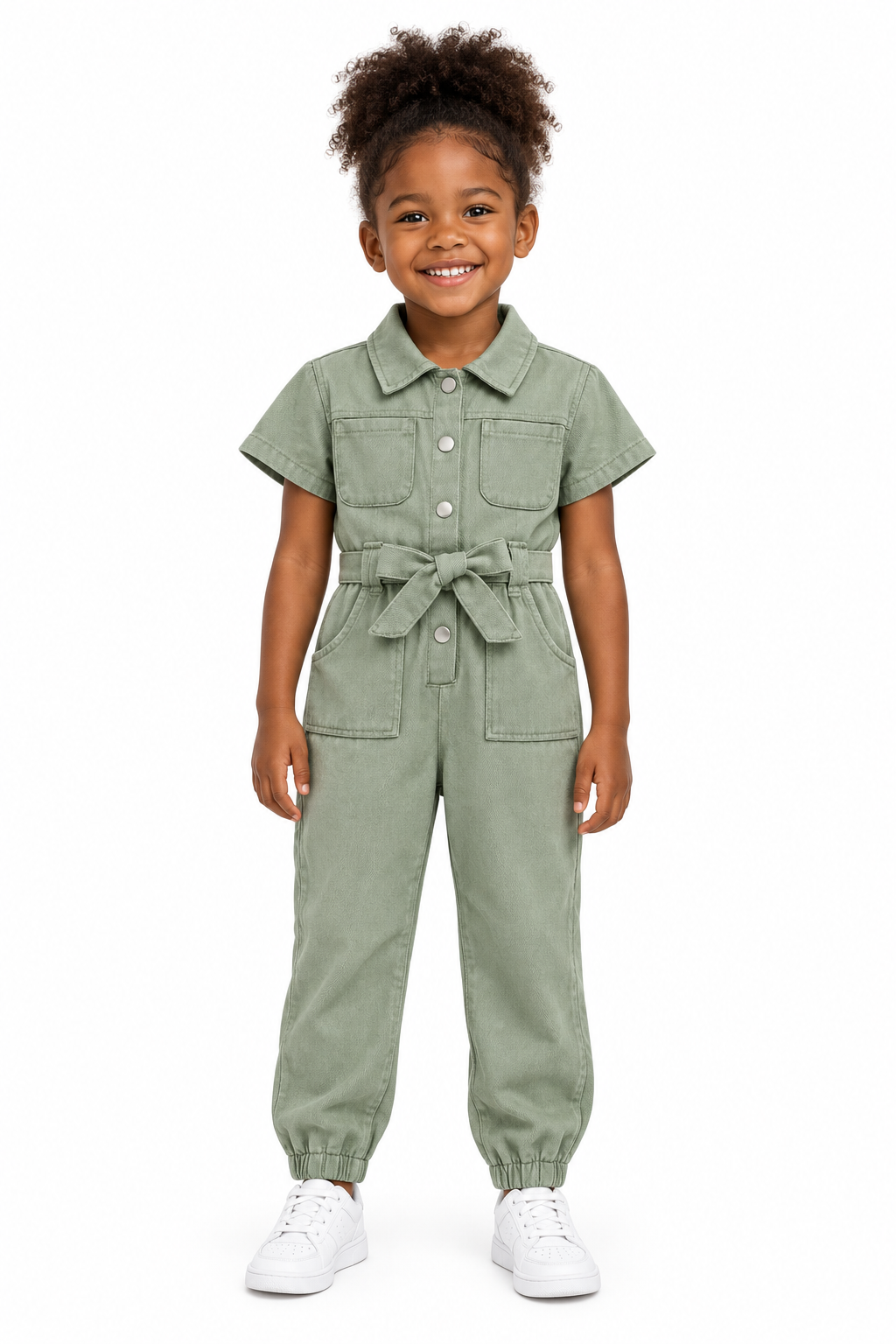 Cotton Utility Jumpsuit Light Green Cover