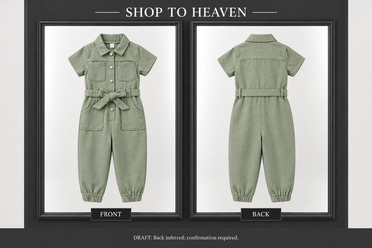 Cotton Utility Jumpsuit Light Green Frame Draft