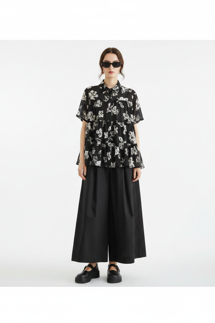 Cover – Black Floral Blouse