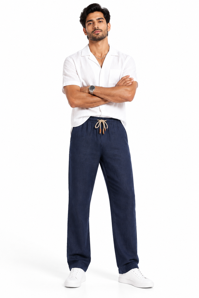 Men's Casual Linen Drawstring Trousers