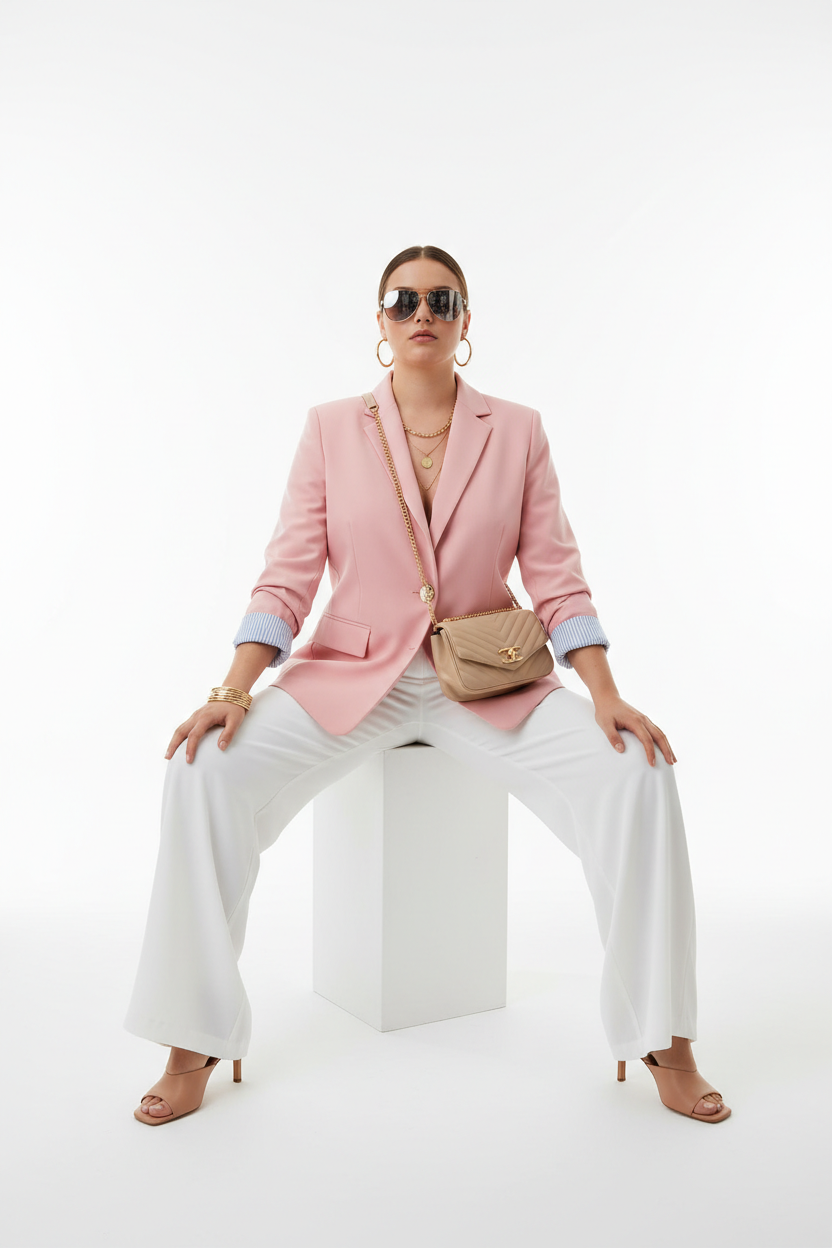 Cover – Pink Striped Cuff Blazer