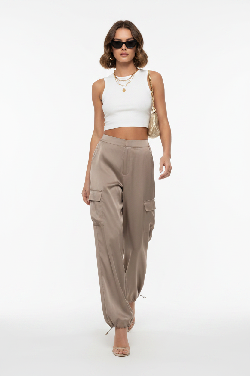 Cover – Satin Cargo Pants