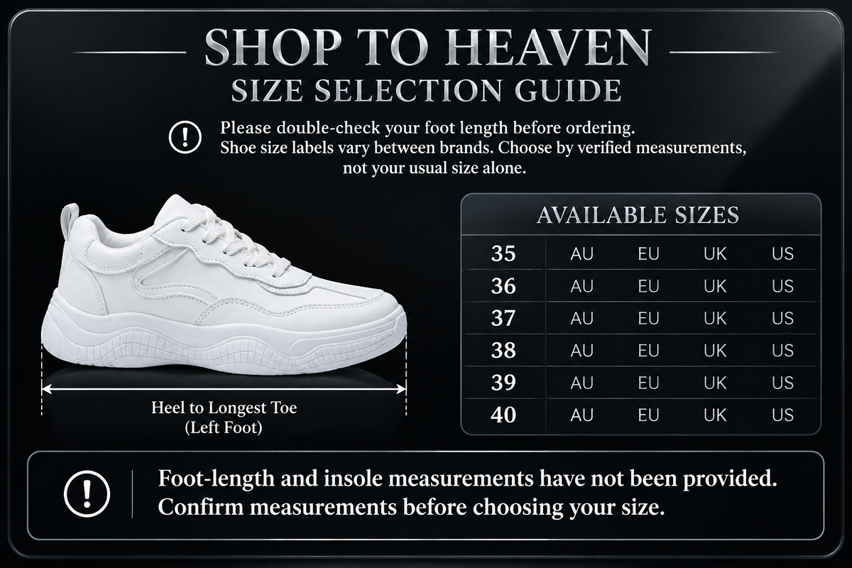 Curved-Panel Sneakers Size Guide