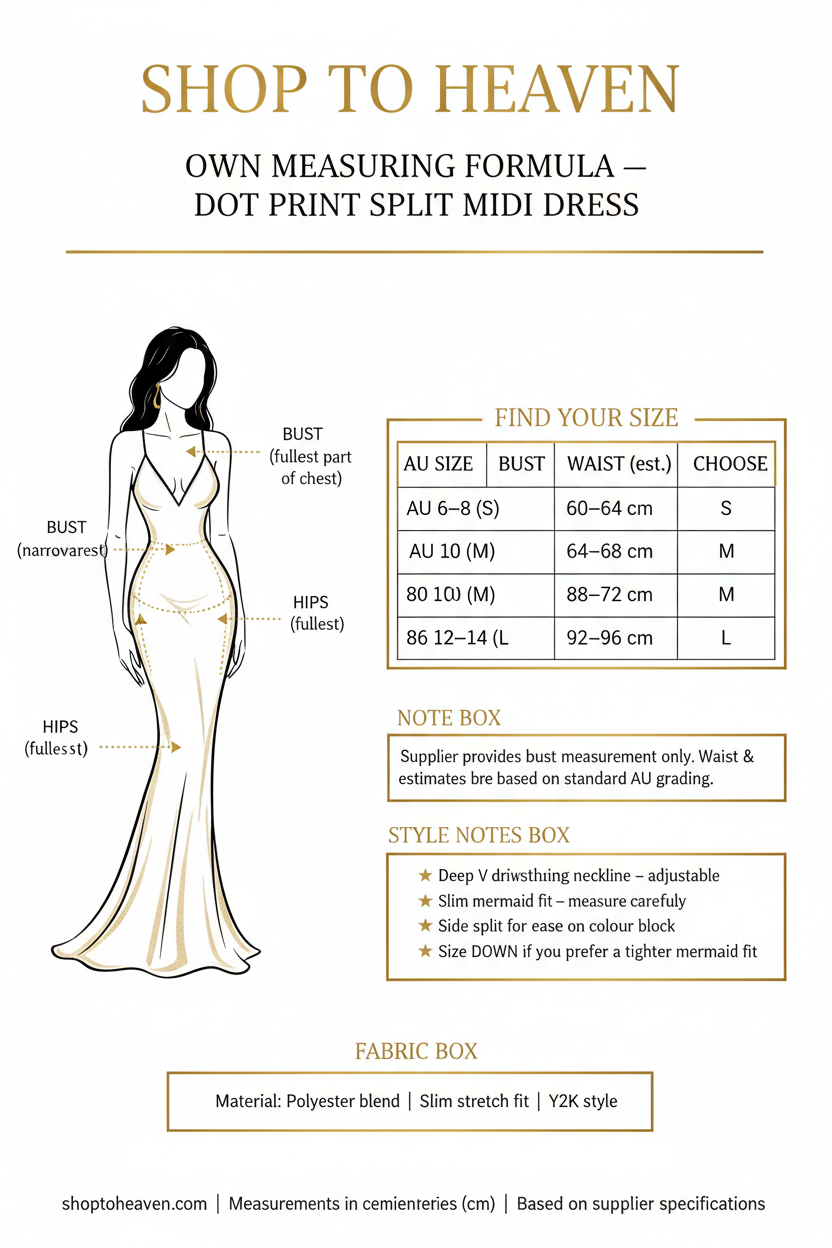 Dot Print Midi Dress Size Guide