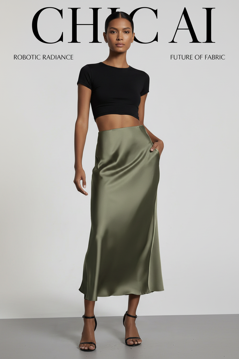 Elegant Satin Midi Skirt