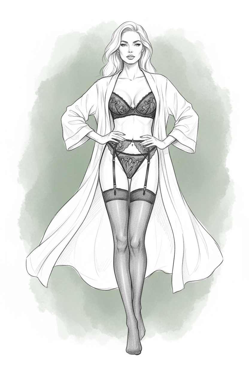 Embroidered Contour Lingerie Set - Sketch Cover