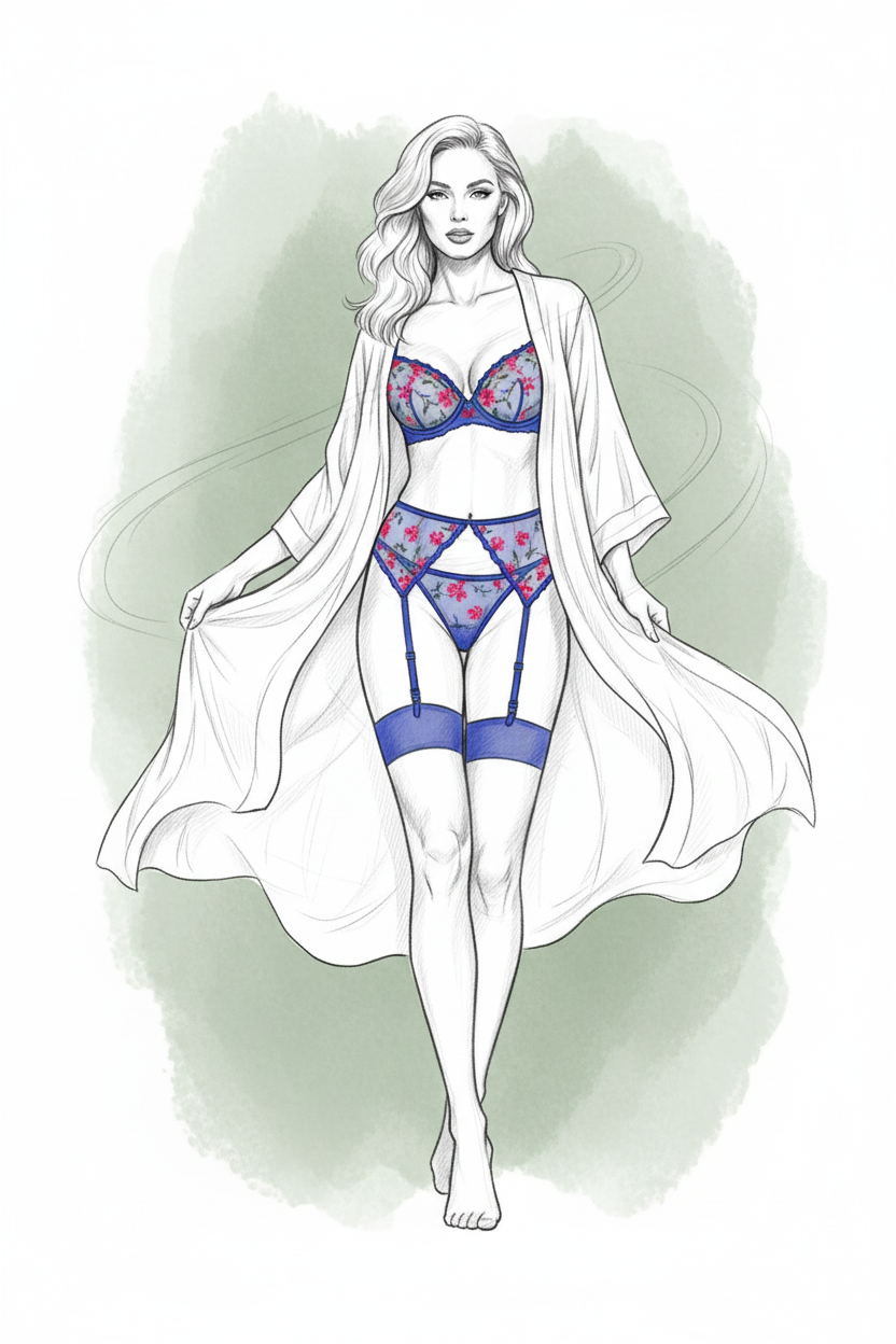 Embroidered Shaping Lingerie Set - Sketch Cover