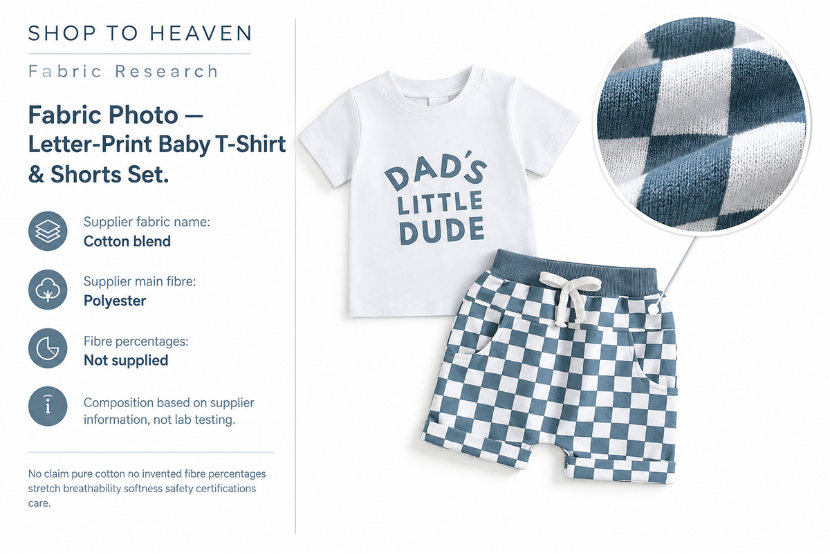 Fabric Photo — Letter-Print Baby T-Shirt & Shorts Set