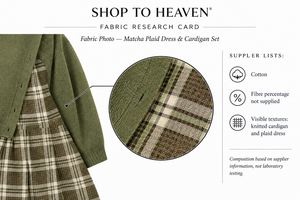 Fabric Photo — Matcha Plaid Dress & Cardigan Set