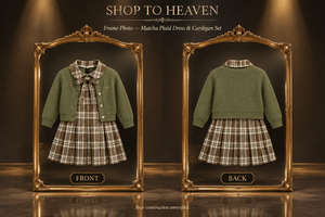 Frame Photo — Matcha Plaid Dress & Cardigan Set