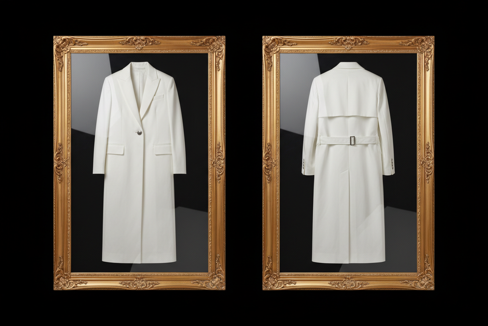 White Blazer-Style Trench Coat — Relaxed Fit