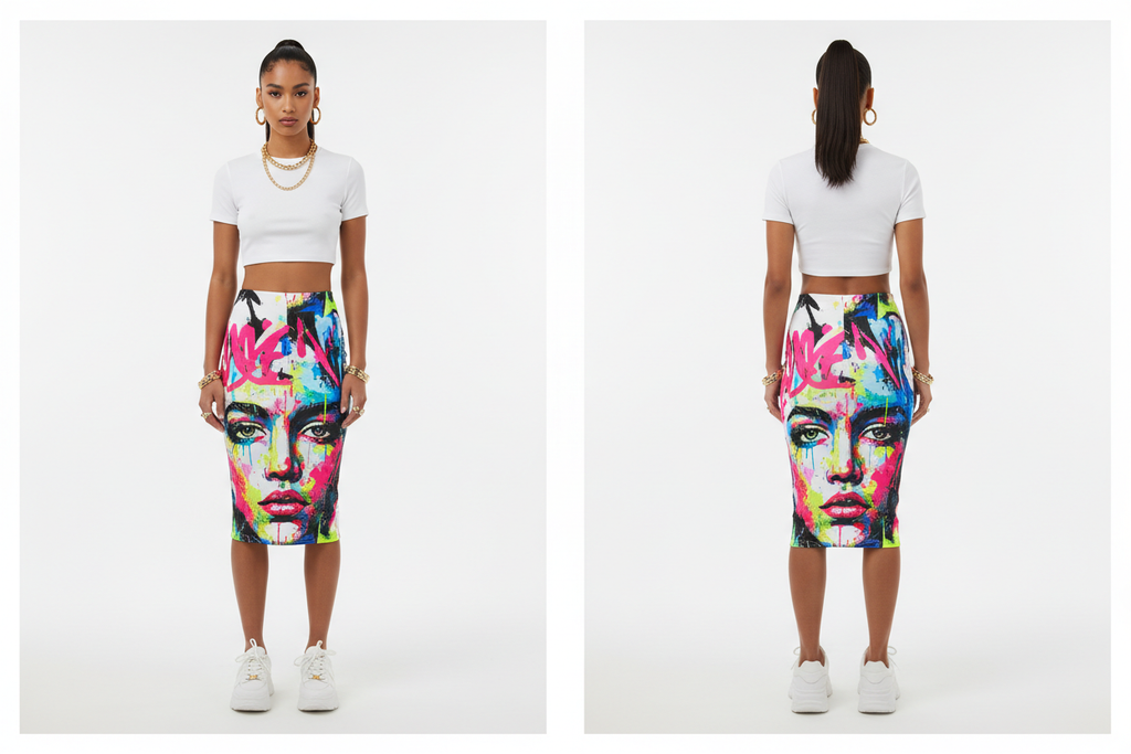 Front & Back – Graffiti Pencil Skirt