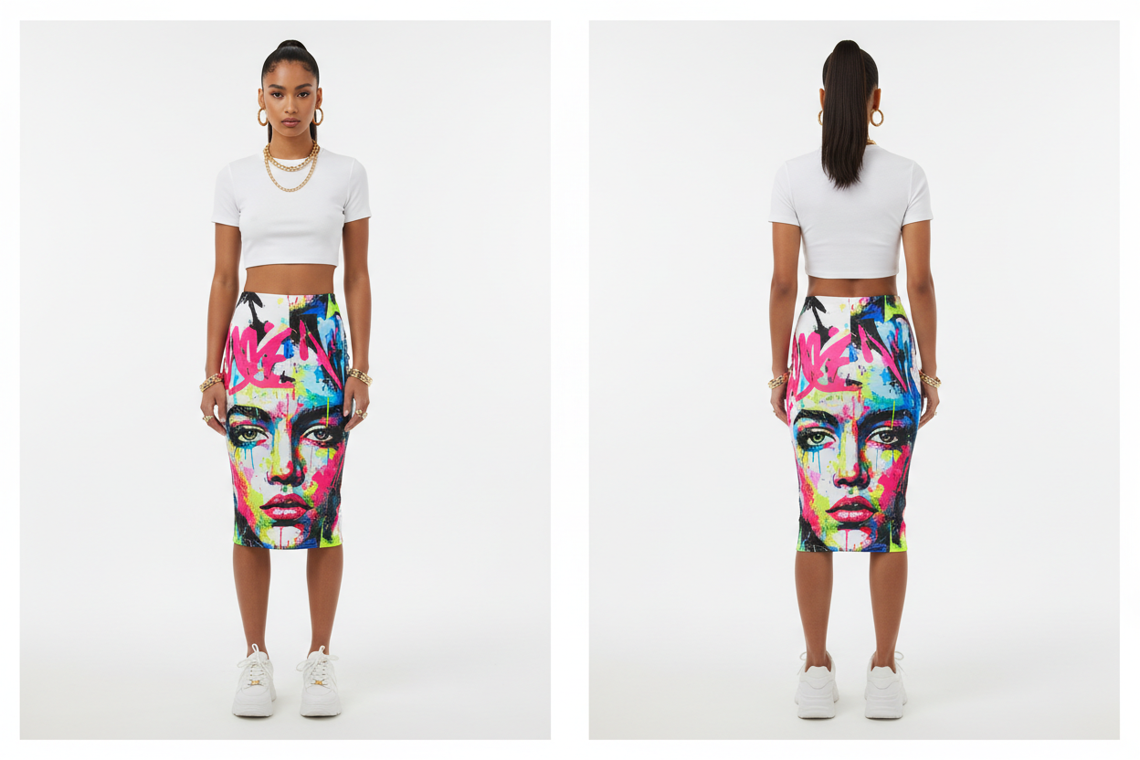 Front & Back – Graffiti Pencil Skirt