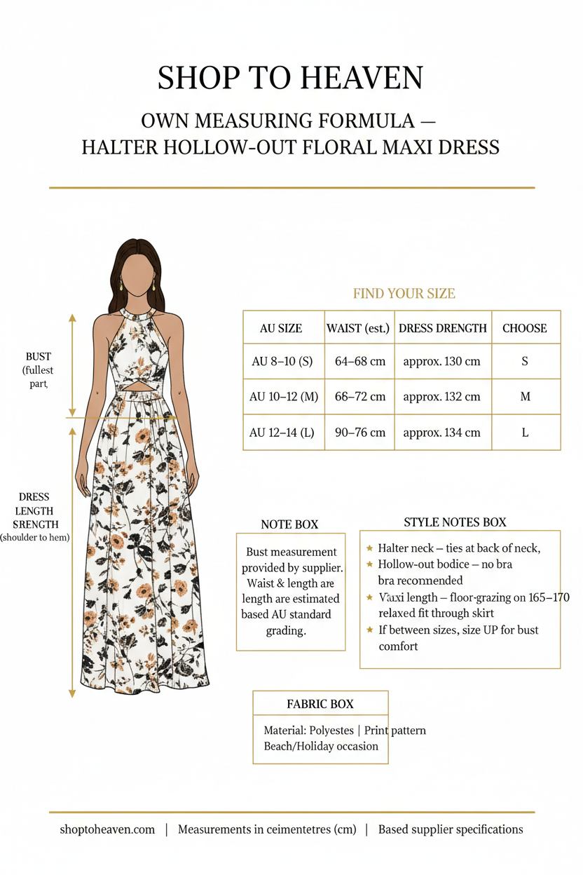 Halter Floral Maxi Dress Size Guide