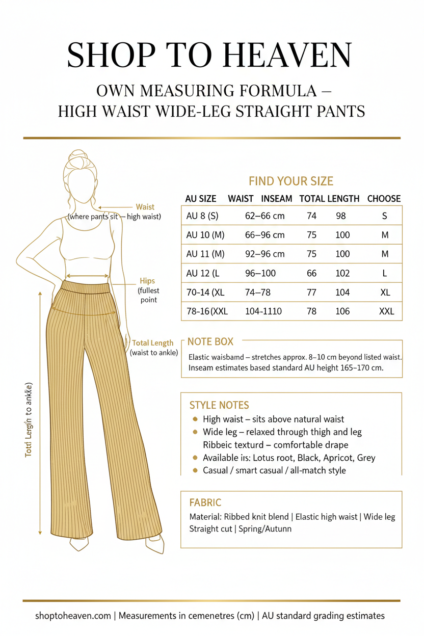 High Waist Wide-Leg Pants Size Guide