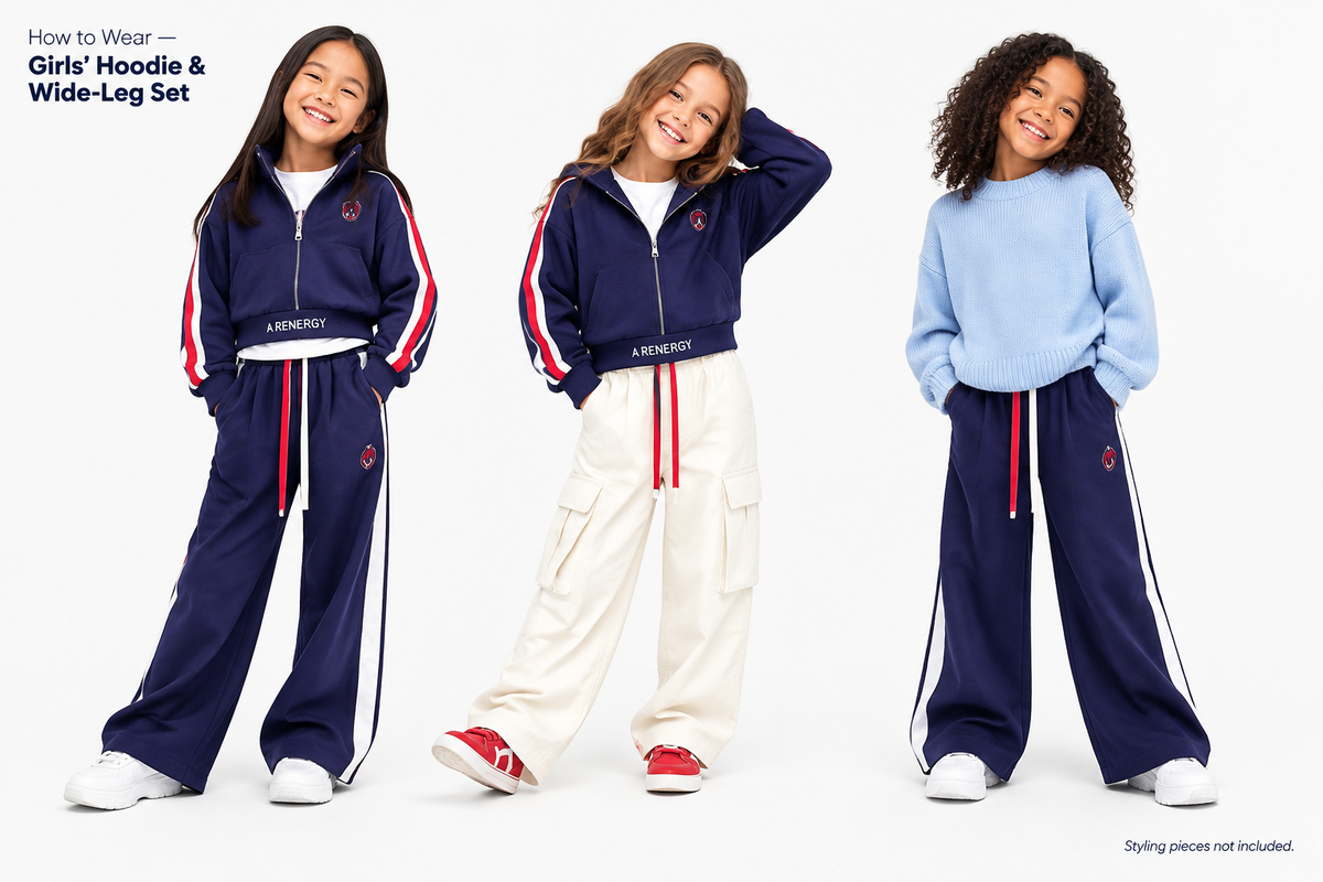 How to Wear — Navy Girls’ Hoodie & Wide-Leg Set