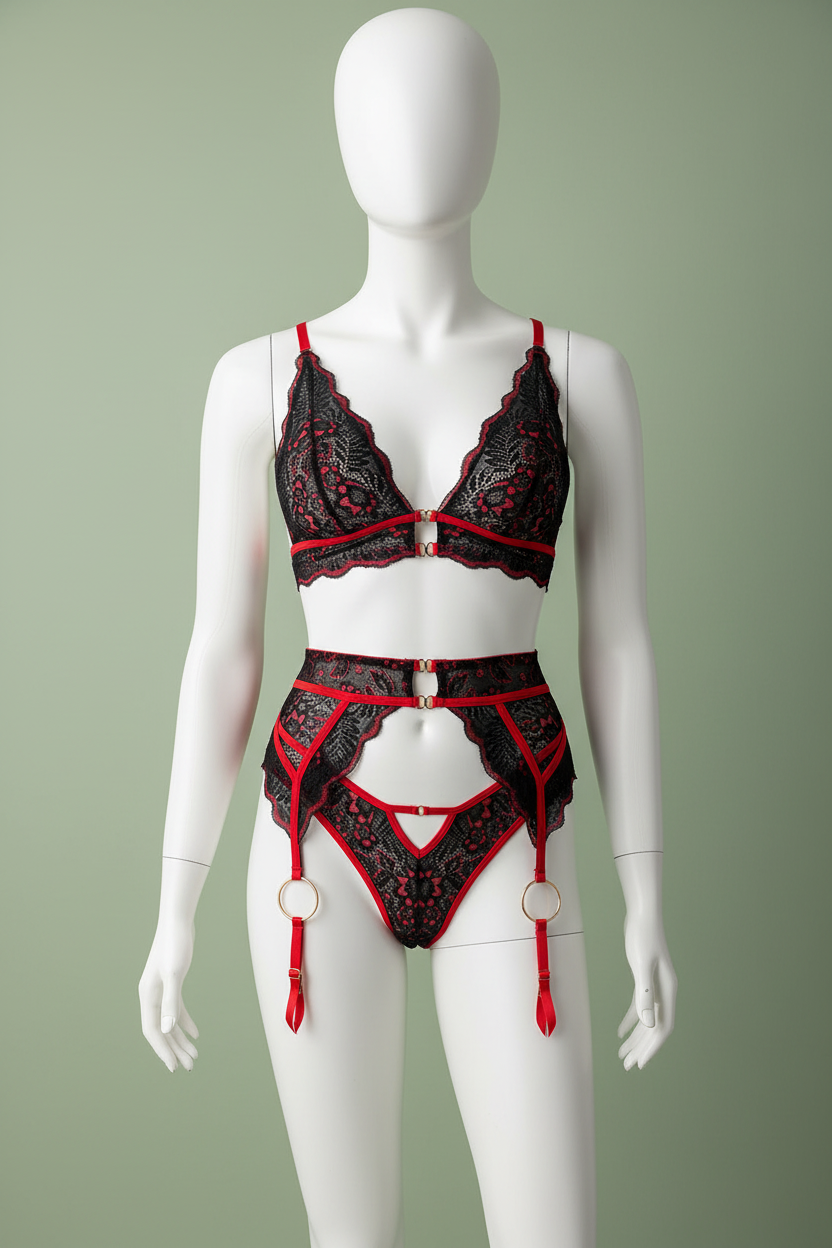 Lace Split Detail Lingerie Set - Framed