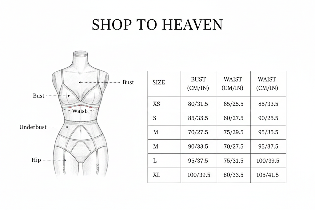 Lace Split Detail Lingerie Set - Size Guide