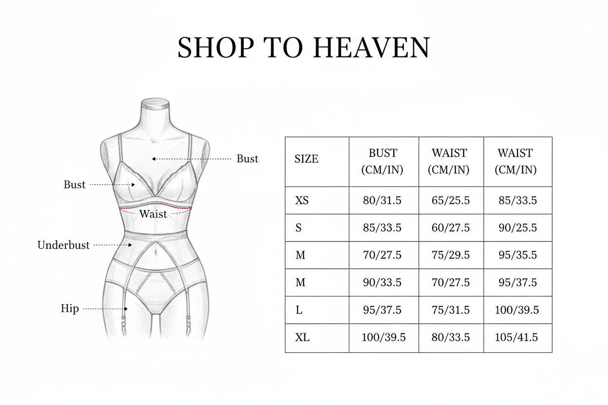 Lace Split Detail Lingerie Set - Size Guide