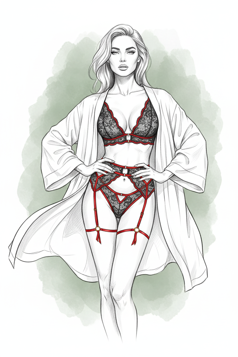 Lace Split Detail Lingerie Set - Sketch Cover