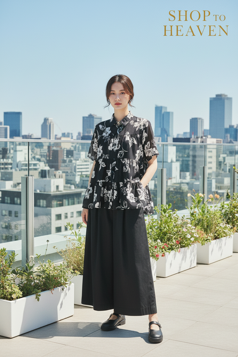 Lifestyle – Black Floral Blouse
