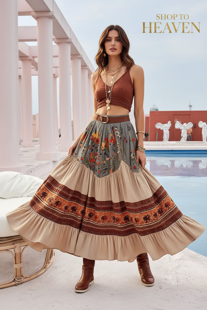 Lifestyle – Bohemian Patchwork Maxi Skirt