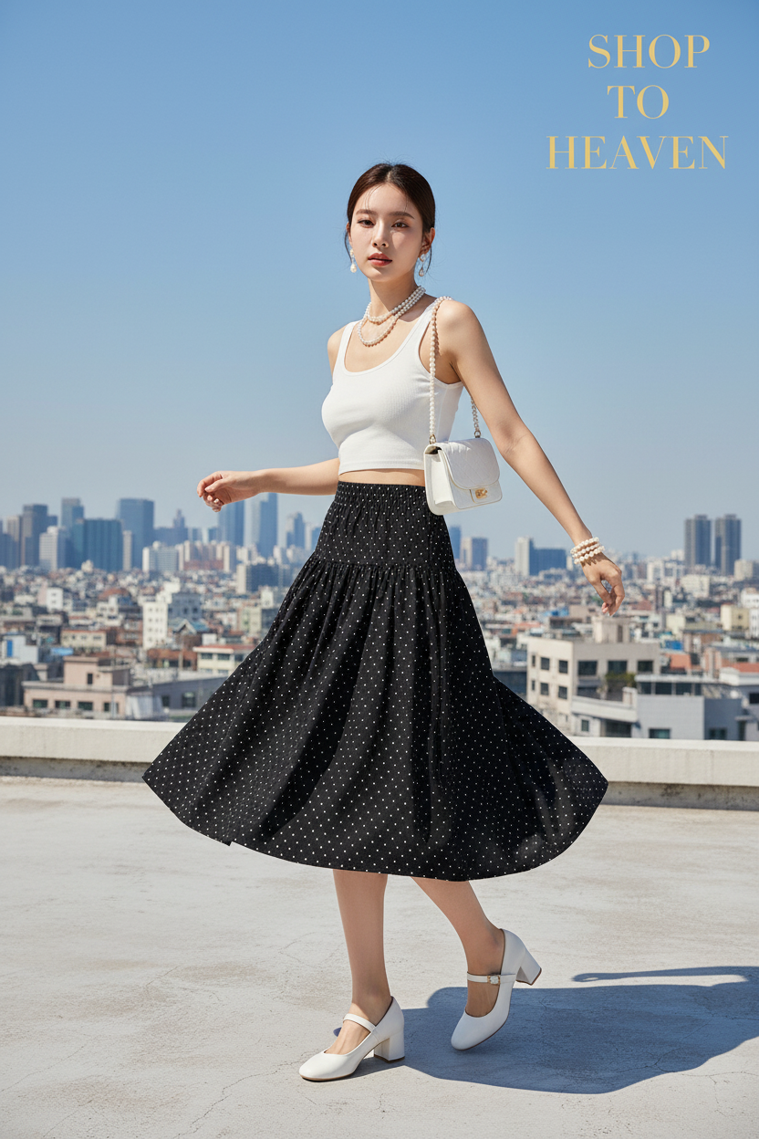 Lifestyle – Polka Dot Midi Skirt